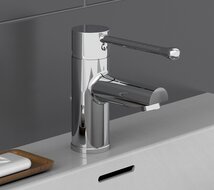 VITAL ééngreepsmengkraan wastafel met verlengde handgreep, chroom voor personen met beperkte mobiliteit extra lange, ergonomische handgreep makkelijke bediening keramische schijven geluidsar