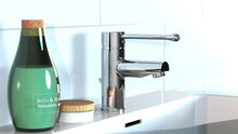 VITAL ééngreepsmengkraan wastafel met verlengde handgreep, chroom voor personen met beperkte mobiliteit extra lange, ergonomische handgreep makkelijke bediening keramische schijven geluidsar
