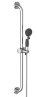 VITAL Doucheset voor senioren, chroom antikalk nozzles 3 functies en waterstop functie douchekop: Ø ca. 8,5 cm met anti-slip handgreep en extra groot omschakelknop veiligheidsstang van metaa afbeelding