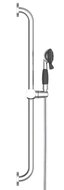 VITAL Doucheset voor senioren, chroom antikalk nozzles 3 functies en waterstop functie douchekop: Ø ca. 8,5 cm met anti-slip handgreep en extra groot omschakelknop veiligheidsstang van metaa