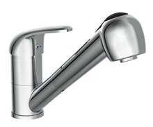 FALCON ééngreepsmengkraan keuken met uittrekbare sproeier, chroom uittrekbare, omstelbare sproeier, 2 functies en met antikalk nozzles 90° draaibereik keramische schijven geluidsarme, verwisse afbeelding