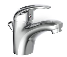 AQUA 2 SAVE waterbesparende ééngreepsmengkraan wastafel, chroom keramische schijven geluidsarme, verwisselbare 40 mm-cartouche Eco-Click functie en kinderbeveiliging 50% waterbesparing door sp afbeelding