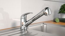 ALBATROS ééngreepsmengkraan keuken met uittrekbare sproeier, chroom uittrekbare, omstelbare sproeier, 2 functies en met antikalk nozzles 150° draaibereik keramische schijven geluidsarme, verwi