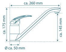 ALBATROS ééngreepsmengkraan keuken, lage druk, chroom lage druk kraan - alleen geschikt voor lage druk boilers/kleine accumulatoren (onder wastafel model) met verlengde uitloop en 360° draaibereik