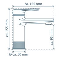 LIVERPOOL ééngreepsmengkraan wastafel, chroom keramische schijven geluidsarme, verwisselbare 35 mm-cartouche Eco-Click functie flexibele metalen aansluitslangen 500 mm volgens DVGW/KTW-A 1