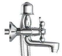 ELK tweegreepskraan bad, chroom inclusief doucheset keramische ½" ventiel bovenstukken ½" (Ø ca. 1,9 cm) verbinding voor doucheslang mousseur KIWA-gekeurd metalen grepen garantie: 5 jaa