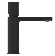 NEW YORK ééngreepsmengkraan wastafel, zwart mat keramische schijven geluidsarme, verwisselbare 25 mm-cartouche flexibele metalen aansluitslangen 500 mm volgens DVGW/KTW-A 1 ¼" (Ø ca. 4 cm) dr