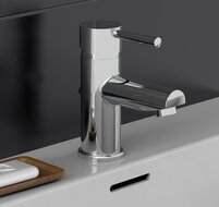 UNICORN ééngreepsmengkraan wastafel, chroom keramische schijven geluidsarme, verwisselbare 40 mm-cartouche met Eco-Click functie en kinderbeveiliging flexibele metalen aansluitslangen 400 mm