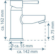 UNICORN ééngreepsmengkraan wastafel, chroom keramische schijven geluidsarme, verwisselbare 40 mm-cartouche met Eco-Click functie en kinderbeveiliging flexibele metalen aansluitslangen 400 mm