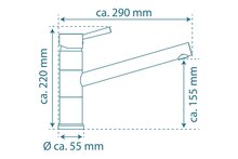 UNICORN ééngreepsmengkraan keuken, chroom kraan met hoge uitloop en draaibereik 150° keramische schijven geluidsarme, verwisselbare 40 mm-cartouche met Eco-Click functie en kinderbeveiliging