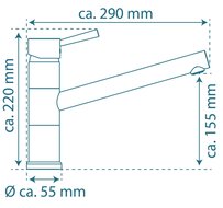 UNICORN ééngreepsmengkraan keuken, lage druk, chroom lage druk kraan - alleen geschikt voor lage druk boilers/kleine accumulatoren (onder wastafel model) met hoge uitloop en 150° draaibereik Eco