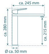 VITA ééngreepsmengkraan keuken, roestvrij staal look elegante kraan met extra hoge uitloop en draaibereik 360° keramische schijven geluidsarme, verwisselbare 25 mm cartouche mousseur CASCADE®