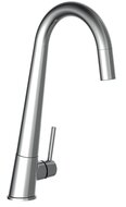 PISA ééngreepsmengkraan keuken met ronde uitloop, chroom elegante kraan met hoge ronde uitloop en draaibereik 150° keramische schijven geluidsarme, verwisselbare 25 mm cartouche mousseur CASCA afbeelding