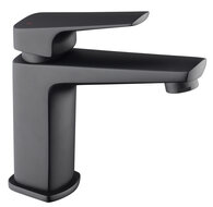 RAVEN ééngreepsmengkraan wastafel, zwart mat keramische schijven geluidsarme, verwisselbare 25 mm-cartouche flexibele metalen aansluitslangen 400 mm volgens DVGW/KTW-A 1 ¼" (Ø ca. 4 cm) Push- afbeelding