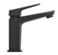 RAVEN ééngreepsmengkraan wastafel, zwart mat keramische schijven geluidsarme, verwisselbare 25 mm-cartouche flexibele metalen aansluitslangen 400 mm volgens DVGW/KTW-A 1 ¼" (Ø ca. 4 cm) Push-