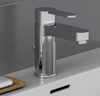 ELEPHANT ééngreepsmengkraan wastafel, chroom keramische schijven geluidsarme, verwisselbare 40 mm-cartouche flexibele metalen aansluitslangen 350 mm volgens DVGW/KTW-A 1 ¼" (Ø ca. 4 cm) druk