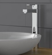 ELEPHANT ééngreepsmengkraan voor wastafel opbouw, chroom hoge uitloop keramische schijven geluidsarme, verwisselbare 40 mm-cartouche flexibele metalen aansluitslangen 350 mm volgens DVGW/KTW-