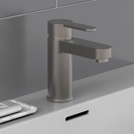 ELEPHANT ééngreepsmengkraan wastafel, grafiet mat keramische schijven geluidsarme, verwisselbare 40 mm-cartouche flexibele metalen aansluitslangen 350 mm volgens DVGW/KTW-A 1 ¼" (Ø ca. 4 cm)