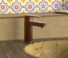 ELEPHANT ééngreepsmengkraan wastafel, koper mat keramische schijven geluidsarme, verwisselbare 40 mm-cartouche flexibele metalen aansluitslangen 350 mm volgens DVGW/KTW-A 1 ¼" (Ø ca. 4 cm) dru