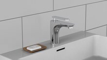 ORCA ééngreepsmengkraan wastafel, chroom keramische schijven geluidsarme, verwisselbare 35 mm-cartouche flexibele metalen aansluitslangen 400 mm volgens DVGW/KTW-A 1 ¼" (Ø ca. 4 cm) metalen-a