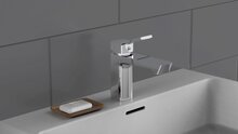 STILO ééngreepsmengkraan wastafel, chroom keramische schijven geluidsarme, verwisselbare 35 mm-cartouche flexibele metalen aansluitslangen 400 mm volgens DVGW/ W270, KTW-A 1 ¼" (Ø ca. 4 cm) p