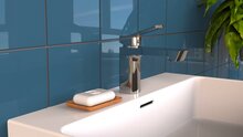 STILO ééngreepsmengkraan wastafel, chroom keramische schijven geluidsarme, verwisselbare 35 mm-cartouche flexibele metalen aansluitslangen 400 mm volgens DVGW/ W270, KTW-A 1 ¼" (Ø ca. 4 cm) p