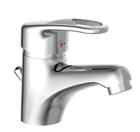 BATONI ééngreepsmengkraan wastafel, chroom keramische schijven geluidsarme, verwisselbare 40 mm cartouche flexibele metalen aansluitslangen 1 ¼" (Ø ca. 4 cm) kunststof-afvoerplug en waste-stan afbeelding