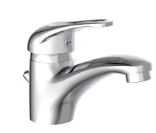 CALVINO ééngreepsmengkraan wastafel, chroom keramische schijven geluidsarme, verwisselbare 40 mm cartouche Eco-Click functie en kinderbeveiliging flexibele metalen aansluitslangen 1 ¼" (Ø ca afbeelding