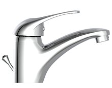 CALVINO ééngreepsmengkraan wastafel, chroom keramische schijven geluidsarme, verwisselbare 40 mm cartouche Eco-Click functie en kinderbeveiliging flexibele metalen aansluitslangen 1 ¼" (Ø ca