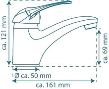CALVINO ééngreepsmengkraan wastafel, chroom keramische schijven geluidsarme, verwisselbare 40 mm cartouche Eco-Click functie en kinderbeveiliging flexibele metalen aansluitslangen 1 ¼" (Ø ca