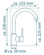 CASALLA ééngreepsmengkraan keuken met ronde uitloop, lage druk, chroom lage druk kraan - alleen geschikt voor lage druk boilers/kleine accumulatoren (onder wastafel model) met hoge ronde uitloop e