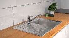 CELLINO ééngreepsmengkraan keuken, lage druk, chroom lage druk kraan - alleen geschikt voor lage druk boilers/kleine accumulatoren (onder wastafel model) met verlengde uitloop en 360° draaibereik
