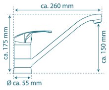 CELLINO ééngreepsmengkraan keuken, lage druk, chroom lage druk kraan - alleen geschikt voor lage druk boilers/kleine accumulatoren (onder wastafel model) met verlengde uitloop en 360° draaibereik
