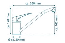 TASSONI ééngreepsmengkraan keuken, lage druk, chroom lage druk kraan - alleen geschikt voor lage druk boilers/kleine accumulatoren (onder wastafel model) met verlengde uitloop en 360° draaibereik