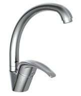 DIZIANI ééngreepsmengkraan keuken met ronde uitloop, chroom kraan met ronde uitloop en draaibereik 360° keramische schijven geluidsarme, verwisselbare 40 mm cartouche flexibele metalen aanslui afbeelding