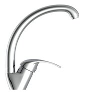 DIZIANI ééngreepsmengkraan keuken met ronde uitloop, chroom kraan met ronde uitloop en draaibereik 360° keramische schijven geluidsarme, verwisselbare 40 mm cartouche flexibele metalen aanslui