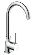 MANETTI ééngreepsmengkraan keuken met ronde uitloop, chroom elegante kraan met hoge ronde uitloop en draaibereik 360° keramische schijven geluidsarme, verwisselbare 40 mm cartouche flexibele m afbeelding