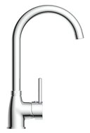 MANETTI ééngreepsmengkraan keuken met ronde uitloop, chroom elegante kraan met hoge ronde uitloop en draaibereik 360° keramische schijven geluidsarme, verwisselbare 40 mm cartouche flexibele m