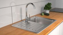MANETTI ééngreepsmengkraan keuken met ronde uitloop, chroom elegante kraan met hoge ronde uitloop en draaibereik 360° keramische schijven geluidsarme, verwisselbare 40 mm cartouche flexibele m