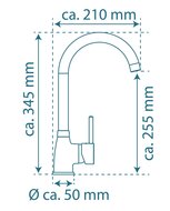 MANETTI ééngreepsmengkraan keuken met ronde uitloop, chroom elegante kraan met hoge ronde uitloop en draaibereik 360° keramische schijven geluidsarme, verwisselbare 40 mm cartouche flexibele m
