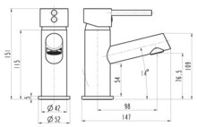 LAURANA ééngreepsmengkraan wastafel, chroom keramische schijven geluidsarme, verwisselbare 35 mm cartouche flexibele metalen aansluitslangen 1 ¼" (Ø ca. 4 cm) kunststof afvoerplug en waste sta