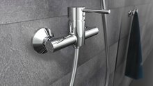 LAURANA ééngreepsmengkraan douche, chroom keramische schijven geluidsarme, verwisselbare 35 mm cartouche ½" (Ø ca. 1,9 cm) verbinding voor doucheslang metalen greep garantie: 5 jaar