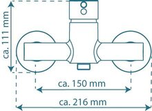 LAURANA ééngreepsmengkraan douche, chroom keramische schijven geluidsarme, verwisselbare 35 mm cartouche ½" (Ø ca. 1,9 cm) verbinding voor doucheslang metalen greep garantie: 5 jaar