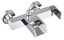 IDROVIA ééngreepsmengkraan bad met watervaluitloop, chroom keramische schijven geluidsarme, verwisselbare 35 mm cartouche ½" (Ø ca. 1,9 cm) verbinding voor doucheslang zijdelingse metalen gree afbeelding