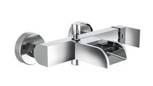 IDROVIA ééngreepsmengkraan bad met watervaluitloop, chroom keramische schijven geluidsarme, verwisselbare 35 mm cartouche ½" (Ø ca. 1,9 cm) verbinding voor doucheslang zijdelingse metalen gree