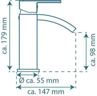 CASCATA ééngreepsmengkraan wastafel met watervaluitloop, chroom keramische schijven geluidsarme, verwisselbare 35 mm cartouche flexibele metalen aansluitslangen 1 ¼" (Ø ca. 4 cm) kunststof-afv