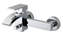 CASCATA ééngreepsmengkraan bad met watervaluitloop, chroom keramische schijven geluidsarme, verwisselbare 35 mm cartouche ½" (Ø ca. 1,9 cm) verbinding voor doucheslang metalen greep garantie afbeelding