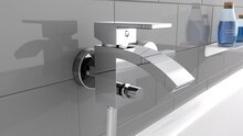 CASCATA ééngreepsmengkraan bad met watervaluitloop, chroom keramische schijven geluidsarme, verwisselbare 35 mm cartouche ½" (Ø ca. 1,9 cm) verbinding voor doucheslang metalen greep garantie