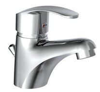 SIRANI ééngreepsmengkraan wastafel, chroom keramische schijven geluidsarme, verwisselbare 35 mm-cartouche flexibele metalen aansluitslangen 1 ¼" (Ø ca. 4 cm) kunststof-afvoerplug en waste-sta afbeelding