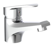 TESSA ééngreepsmengkraan wastafel, chroom keramische schijven geluidsarme, verwisselbare 40 mm cartouche flexibele metalen aansluitslangen 1 ¼" (Ø ca. 4 cm) kunststof-afvoerplug en waste-stang afbeelding